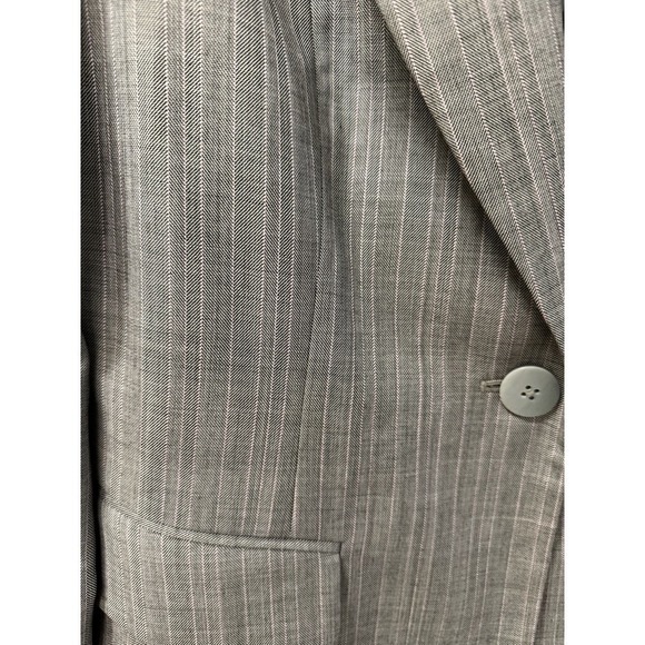Dana Buchman Wool Gray Pink Pinstriped Single Breaster Blazer Size 8 - Picture 3 of 6
